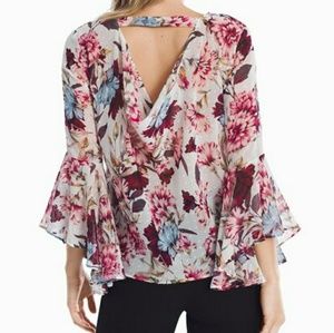 White House Black Market Floral Drape Back Top